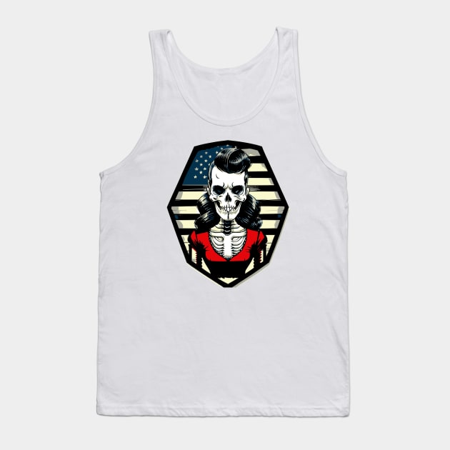 Fun Rockabilly Patriotic Skeleton Tank Top by CGI Studios